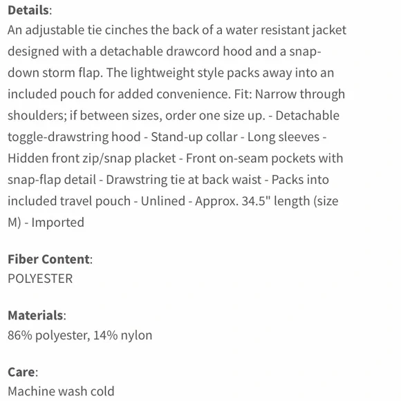 Cole Haan Back Bow Packable Hooded Raincoat - Picture 8 of 8